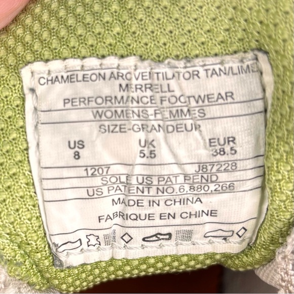 Merrell Chameleon Arc Ventilator Hiking Shoes Tan Lime Sz 8 Women’s - Picture 6 of 11